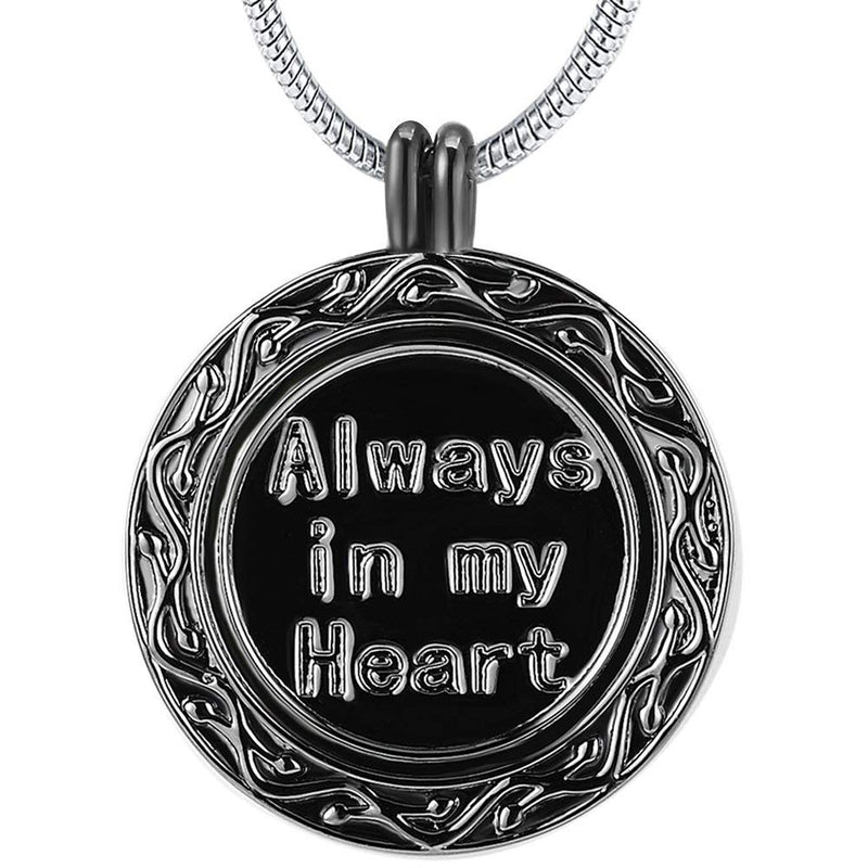 [Australia] - Tree of Life Cremation Urn Necklace for Ashes Memorial Pendant Stainless steel jewelry, Always in my heart Black 