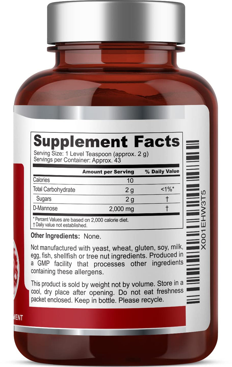 [Australia] - D-Mannose Pure Powder 2000 mg 3 oz 85 g - Supports Urinary Bladder Tract Health 