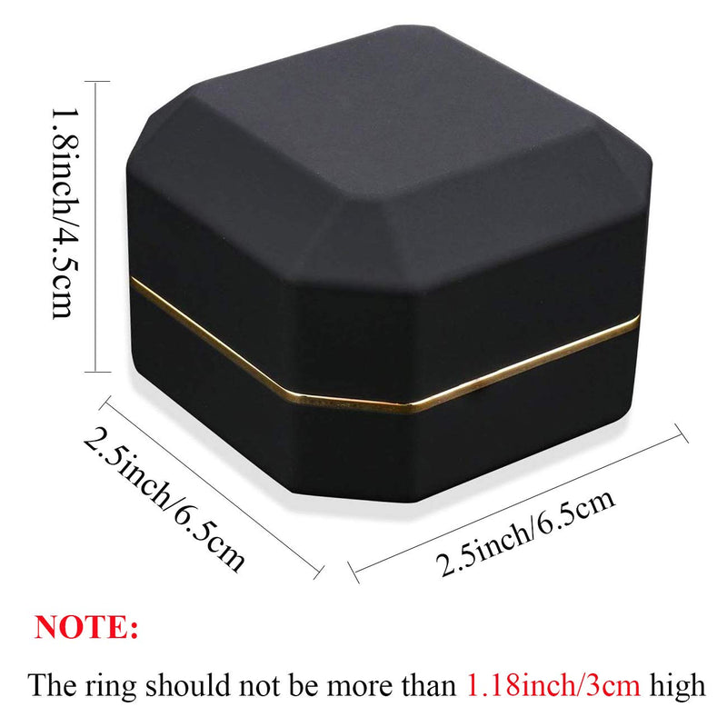 [Australia] - GBYAN Ring Box with LED Light Jewelry Display Gift Box for Proposal,Engagement, Wedding Black 
