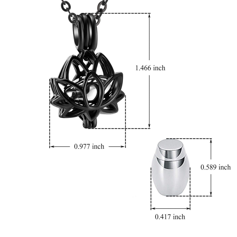 [Australia] - Cremation Jewelry Lotus Flower Urn Necklaces for Ashes Stainless Steel Keepsake Locket Pendants Memorial Urn Jewelry for Human Ashes Holder HG 
