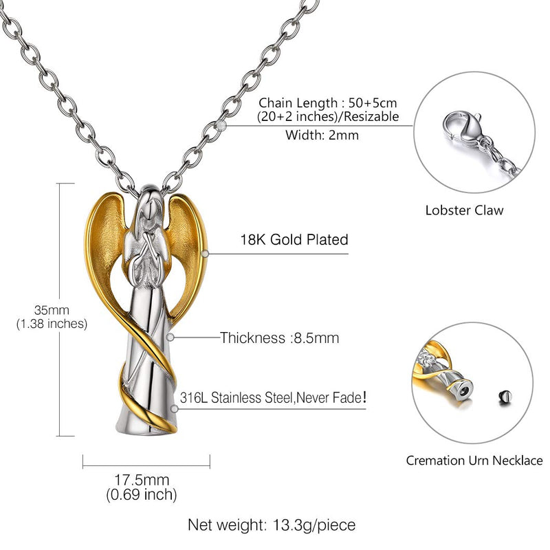 [Australia] - Richsteel Moon Cat/Cross/Angel Wing/Forever in My Heart/Bar/Hourglass Urn Necklace for Women Men Stainless Steel/18K Gold Plated Cremation Jewelry for Human Ashes Waterproof (with Gift Box) 07-Gold Virgin Mary no personalized 