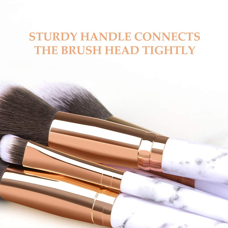 [Australia] - HEYMKGO Makeup Brushes Professional Marble Makeup Brush Set, Soft and Odor-free Natural Synthetic Bristles,10PCS + 2 Sponge Puff + Marble Pattern Cosmetics Bag 