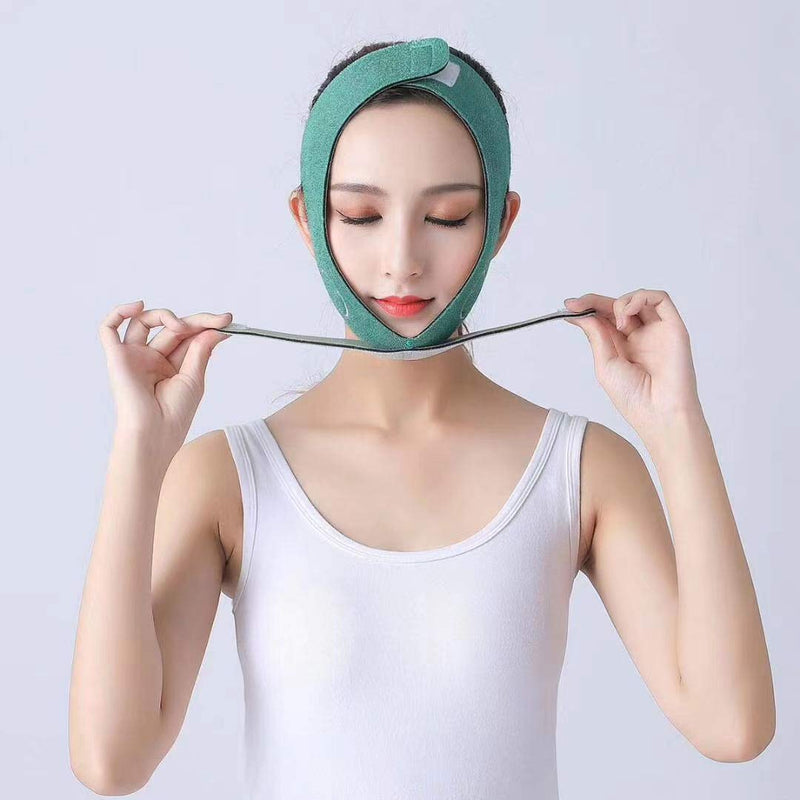 [Australia] - Maxebag Slimming Strap V-Shaped Chin Cheek Lift Up Slimming Slim Mask Thin Belt Strap Band Wrinkle V Face Shaper Green 