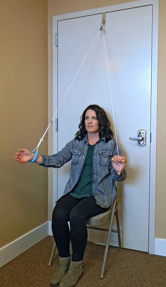[Australia] - RangeMaster PullEasy Shoulder Pulley with Patient Guide │Physical Therapy Shoulder Pulley │ Aids with Shoulder Surgery Recovery │ Grip-Free Hold │ Metal Bracket Door Attachment 