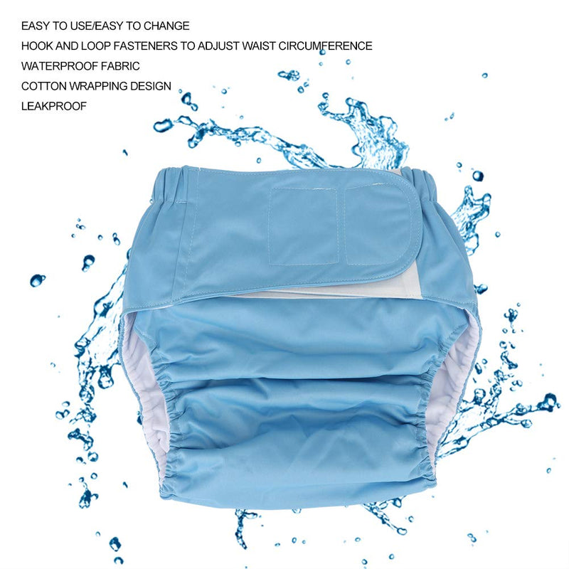 [Australia] - Adult Cloth Diaper, Waterproof & Reusable Elderly Incontinence Protection Nappies Underwear with Maximum Absorbency for Men or Women, Waist: 19.7-49.9inch(Blue) Blue 