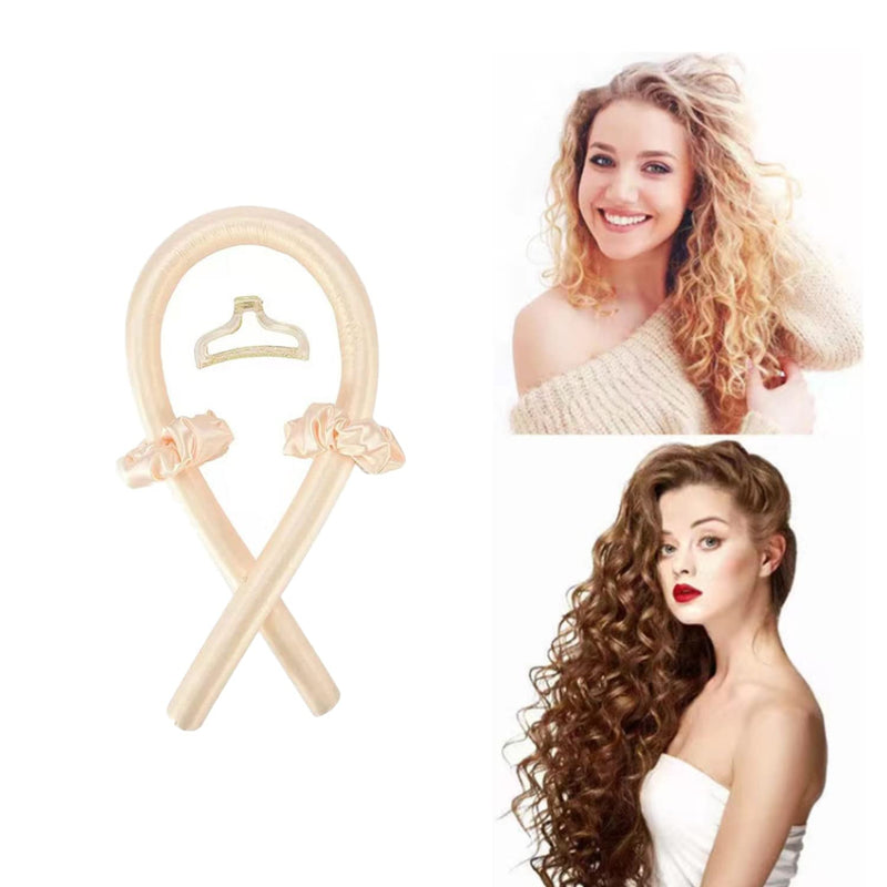 [Australia] - RHXWFDG 1 Piece Heatless Curling Rod Headband Rubber Heatless Curls Hair Styling Tool with Scrunchies and Hair Clip for Long Medium Hair, Gold 