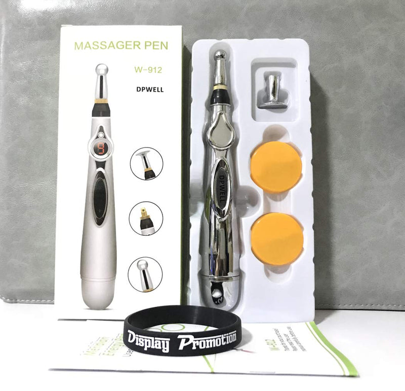[Australia] - Electronic Acupuncture Pen with 3 Different Heads, Electric Meridian Energy Body Massager Pain Relief Therapy Instrument 