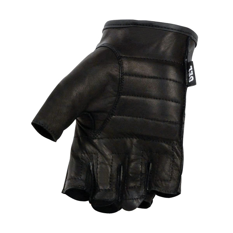 [Australia] - Milwaukee Leather SH195 Men's 'Open Knuckles' Black Leather Fingerless Gloves with Gel Palm X-Small 