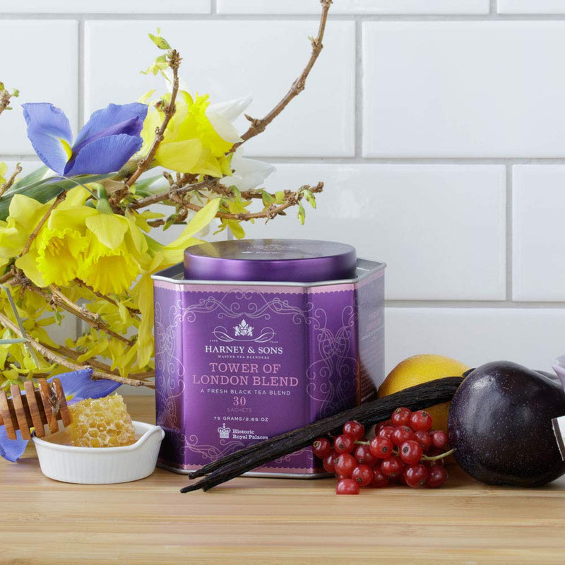 [Australia] - Harney & Sons Tower of London, 30 Sachets of Black Tea w/ Vanilla, Black Currant, Caramel, and Honey, Historic London Tea 