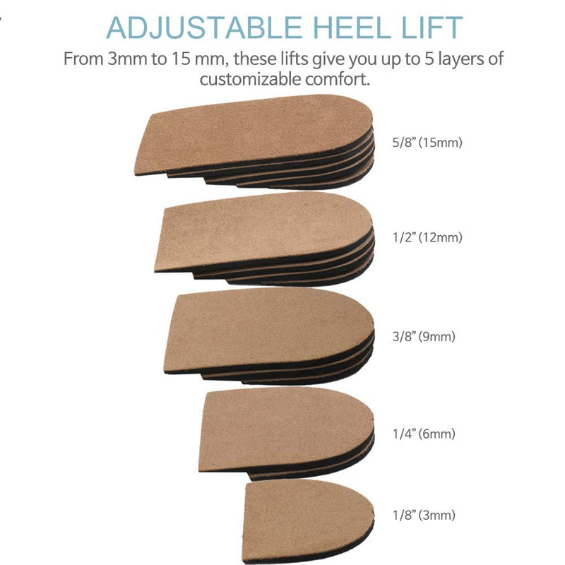 [Australia] - Adjustable Leg Length Discrepancy Heel Lifts Inserts Insoles - Pack of 2 (5 Layer Brown Large) 5 Layer Brown Large 