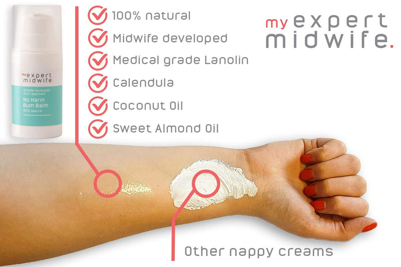 [Australia] - My Expert Midwife No Harm Bum Balm 99.9% Naturally Derived Baby Bottom Balm, to protect and help recovery from nappy rash, gentle, moisturising serum, hygienic pump. Suitable for Newborn babies - 30ml 30 ml (Pack of 1) 30.0 