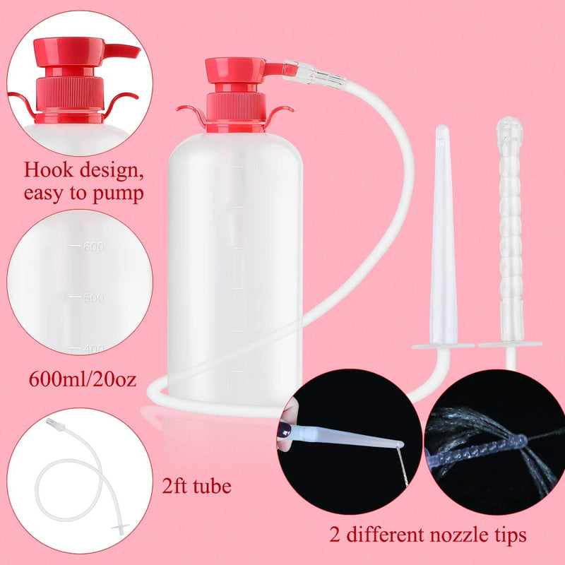 [Australia] - LIVE4COOL Douche Bottle for Women Reusable Vaginal Cleansing System, 600ml/20.3oz Reusable Vaginal Enema Douche, Capacity Cleanser with 4 Nozzles, Storage Bag, Non-Toxic 