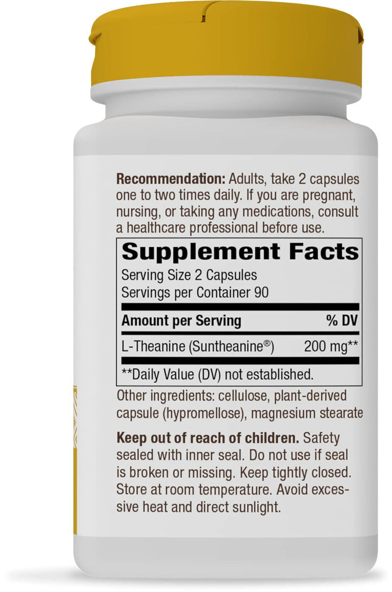 [Australia] - Nature's Way L-Theanine, Suntheanine Brand, Patented Amino Acid, 200 mg Potency, 180 Capsules 180 Count (Pack of 1) 
