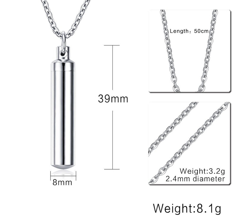 [Australia] - VNOX Pack of 2/3/4/5 -Unisex Customize Memorial Keepsake Stainless Steel Cylinder Cremation Ashes Necklace L-11MM*47MM(Plain) 1 piece 