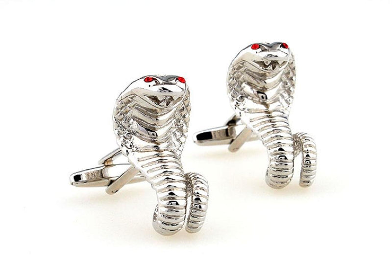 [Australia] - MRCUFF Cobra Snake Pair Cufflinks in a Presentation Gift Box & Polishing Cloth 