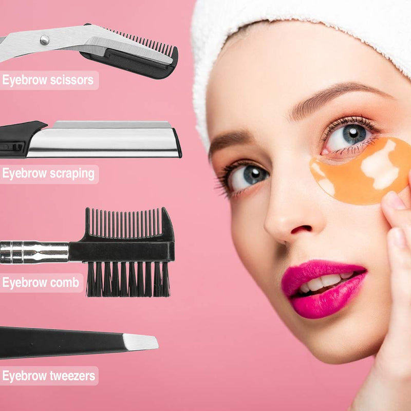 [Australia] - 4 Pcs Eyebrow Trimming Kit Eyebrow Grooming Set with Tweezers Scissors Eyebrow Razor and Eyebrow Brush for Women and Men 