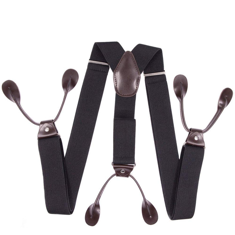 [Australia] - Suspenders for Men Button End 2 Pack Adjustable Mens Pant Suspenders Y Back Elastic Tuxedo Braces 2 Pack Button End Black+navy Blue 