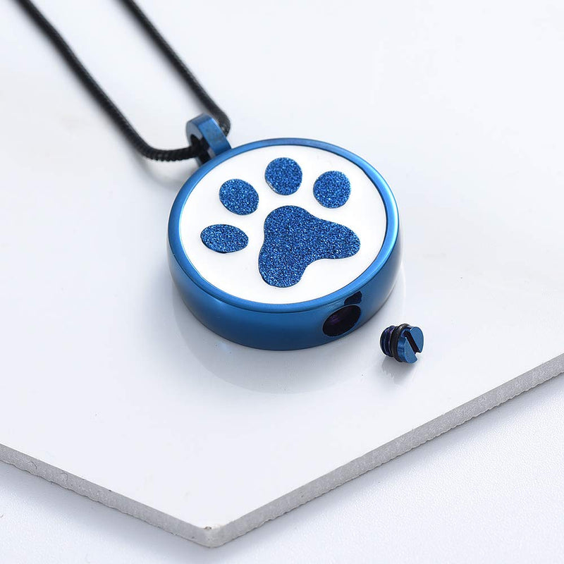 [Australia] - Minicremation Cremation Jewelry Urn Necklace for Ashes for Pet, Cute Pet Pendant Dog Paw Necklace for Woman Men with Filling Kit Blue 