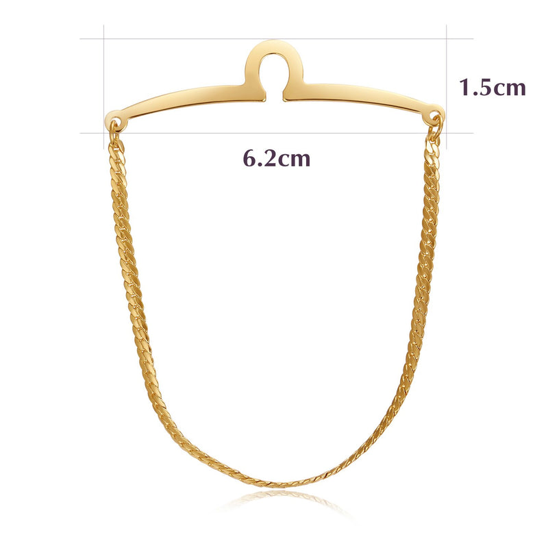 [Australia] - Yoursfs 18K Gold Plated Tie Chain Clip Single Loop Tie Chain Set for Men Best Gift Personalized Yellow 