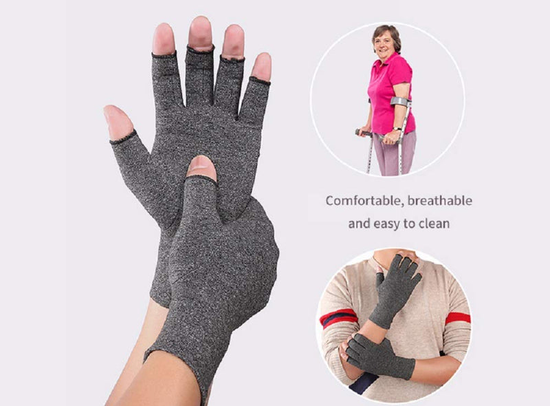 [Australia] - VITTO Anti-Arthritis Gloves (Pair) - Providing Warmth and Compression to Help Increase Circulation Reducing Pain and Promoting Healing 1x Pair (Grey, M) Grey 