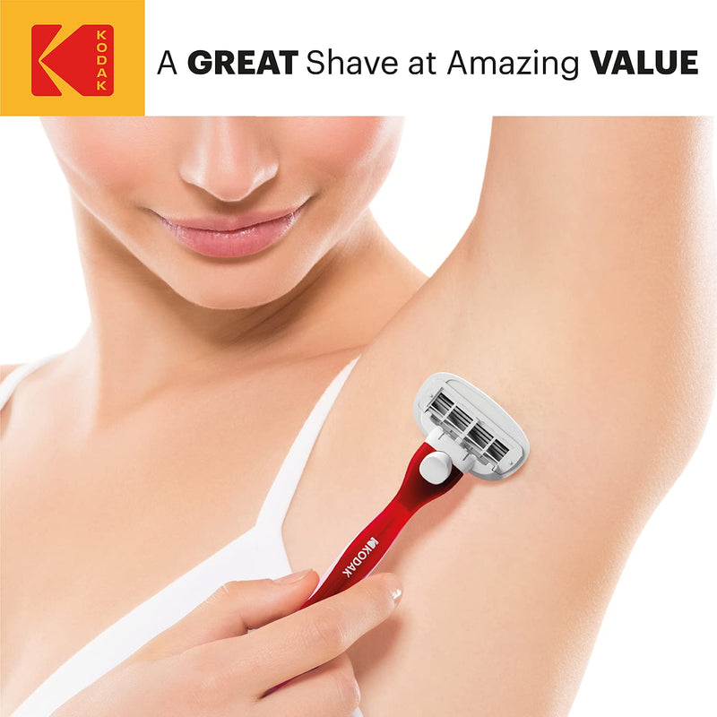 [Australia] - Kodak Premium Female 5 Blade Razor with 2 Refill Cartridges - Womens Shaving Kit | Swedish Steel & Aloe Vera Strip for A Sensitive Skin (Premium Handle + 2 Cartidges) 