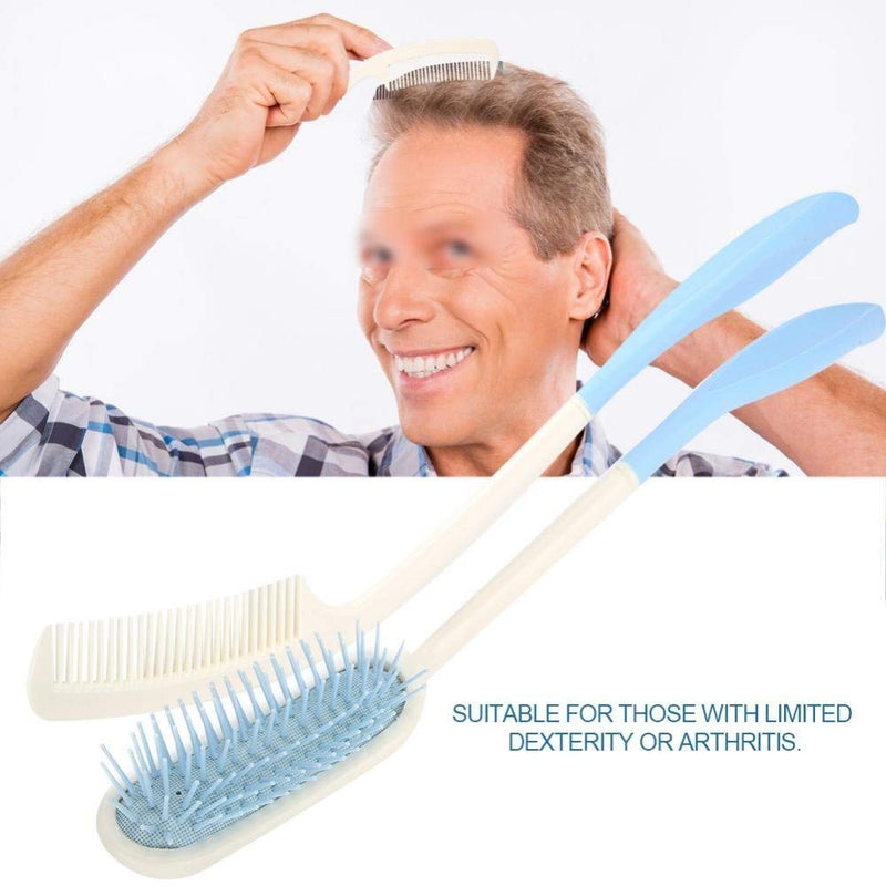 [Australia] - Long Handle Soft Comb and Brush, Long Handled Comb and Brush Set Long Handle Comb Hair Brush Anti-Slip Ergonomic Long Comb Reach(Comb) 