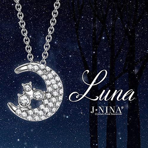 [Australia] - J.NINA ✦Goddess of The Moon✦ Christmas Necklace Gifts for Women White Gold Plated Crystals from Swarovski Best Jewelry Gift for Her 