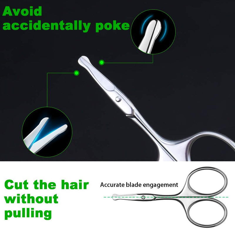 [Australia] - FERYES Small Eyebrow Scissors and Nose Hair Scissor, 2PCS Premium Facial Hair Scissors - Sharp Nail Cuticle Grooming Scissors for Ladies Women and Men 