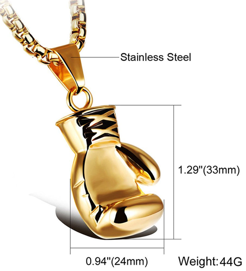 [Australia] - Hamoery Men Women Punk Stainless Steel Boxing Glove Chain Pendant Necklace Golden(Men) 