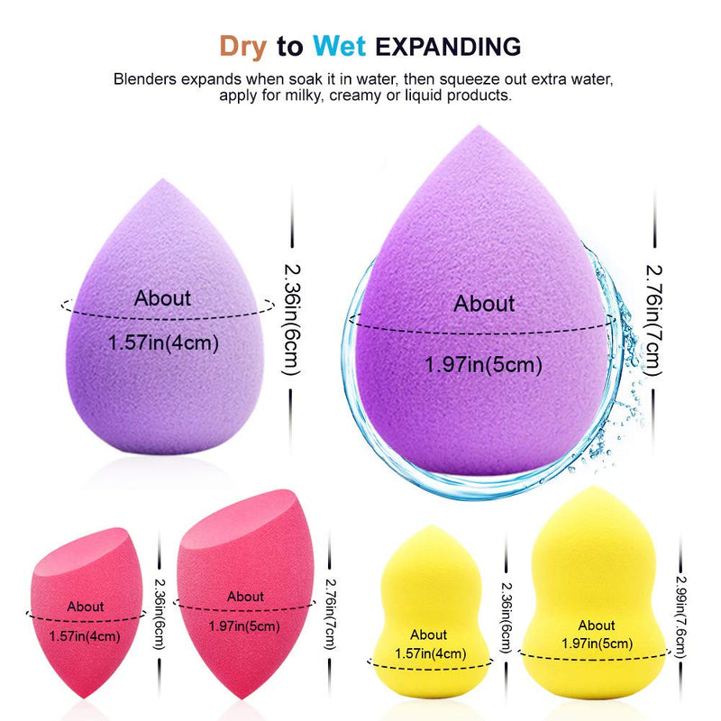 [Australia] - 6 Pieces Makeup Sponge Blender Set, Egg/Oblique Olive/Gourd Shapes Beauty Foundation Sponges, Professional Makeup Applicators Blender with Sponge Holder, Cosmetic Tools for Liquid, Powder, BB Cream 