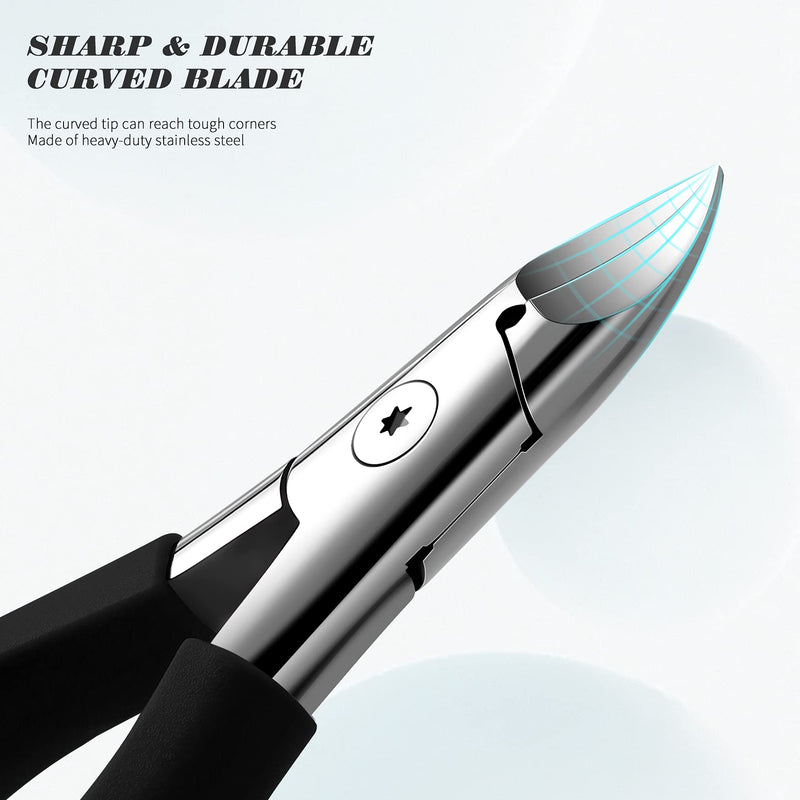 [Australia] - FVION Nail Clippers for Thick Nails or Ingrown Toenails, Thick Nail Clippers for Elderly, Precision Long Handled Toenail Clippers for Women & Men - Black 