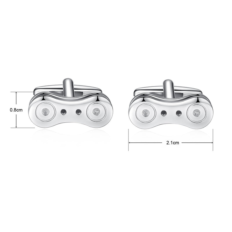 [Australia] - HONEY BEAR Cufflinks for Men Silver Bicycle Bike Chain for Wedding Business Gift 