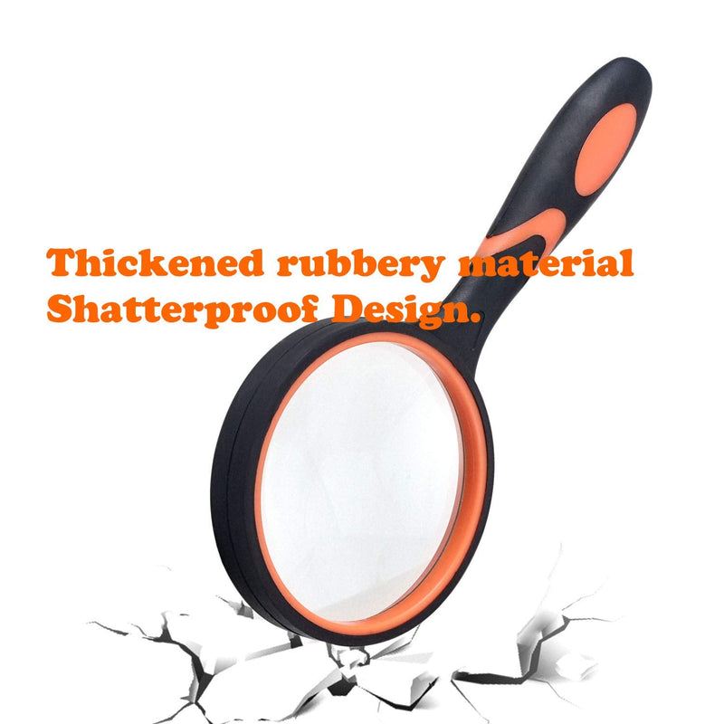 [Australia] - Ocim (2 Pcs) 10X Magnifying Glass, Handheld Reading Magnifier, 75mm Magnify Glasses Lens, Rubbery with Non-Slip Soft Handle for Seniors Reading and Kids Nature Exploration 