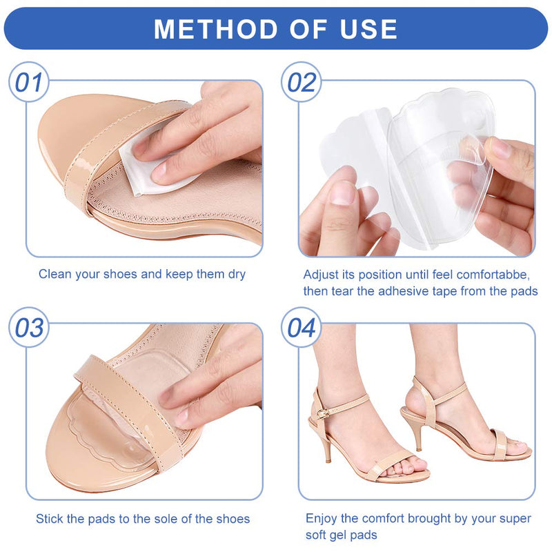 [Australia] - Gel Insole for High Heels, 2 PCS Self-Stick Ball of Foot Pad for Women, Shock Absorption Heels Insoles for Pain Relief, Anti-Slip Forefoot Cushions, One Size Fits All 