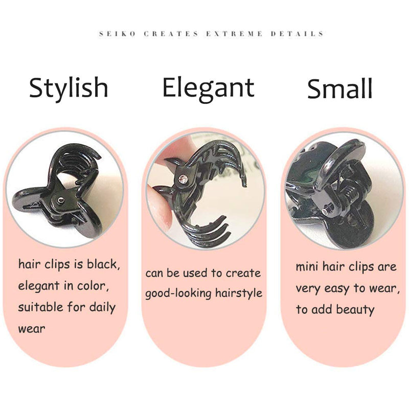 [Australia] - VEGCOO 60 Pcs Mini Hair Clips, Plastic Hair Claw Clips Pins Clamps for Girls and Women, Black Claws 