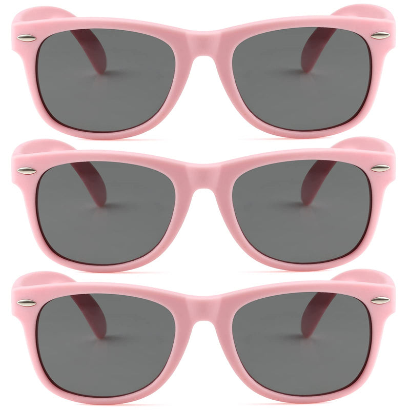 [Australia] - Kids Polarized Sunglasses for Boys Girls TPEE Rubber Flexible Frame Shades Age 3-12 01 All Pink(3 Pack) 45 Millimeters 