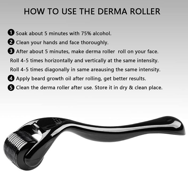 [Australia] - Xyemao Beard Growth Roller| Derma Roller 3Pack(0.5+1.0+1.5) mm | Beard Roller | Titanium Micro Needling Roller for Men and Women | Stimulate Beard and Hair Growth - Black 