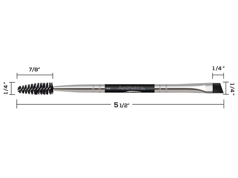 [Australia] - Aesthetica Pro Series Double Ended Eyebrow Brush & Spoolie - Angled Brow Brush for Precision Application & Blending of Eye Brow Powders, Waxes & Gels - Vegan & Cruelty Free 