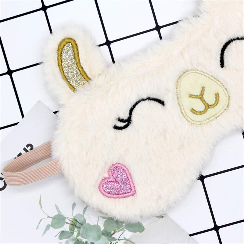 [Australia] - Cute Animal Sleeping Mask Soft Plush Blindfold Cute Rabbit Panda Koala Eye Cover Eyeshade for Kids Teens Girls Women (Alpaca) Alpaca 