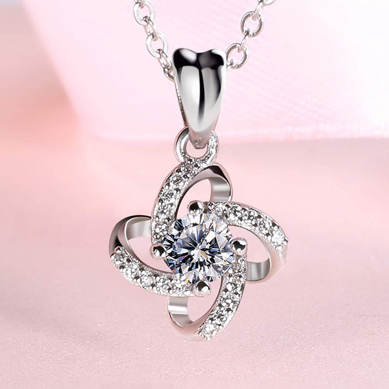 [Australia] - Angemiel 925 Sterling Silver Mother Daughter Necklace 5A Cubic Zirconia Pendant Necklaces for Women Girls 