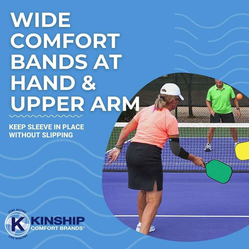 [Australia] - Kinship Comfort Brands Elbow Compression Brace for Men & Women | Elbow Sleeve for pain relief from Tendonitis, Golfer & Tennis Elbow, Arthritis & Bursitis | Compression support for Lymphedema | 1 Pair Black Large 
