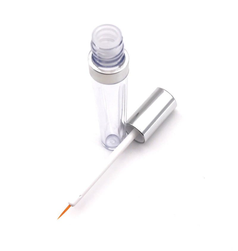[Australia] - 3 pcs 5ml Silver Acrylic Empty Eyelashes Tube Eyeliner Vials Bottle With Wand Applicators for Eyelash/Eyebrow Growth Serum Castor Oil 