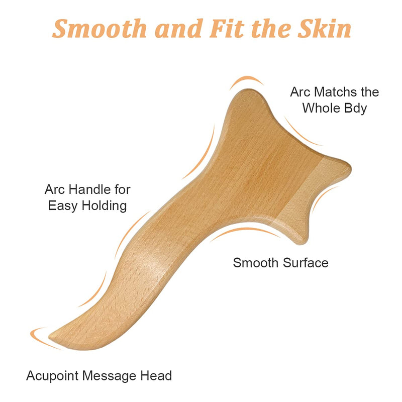 [Australia] - Bounabay� Wooden Gua sha Lymphatic Drainage Massager,Larger Body,Back and Neck Gua Sha Therapy Massage Tool Kit for Body Shaping, Health, Household Care (Shape 1) Shape 1 