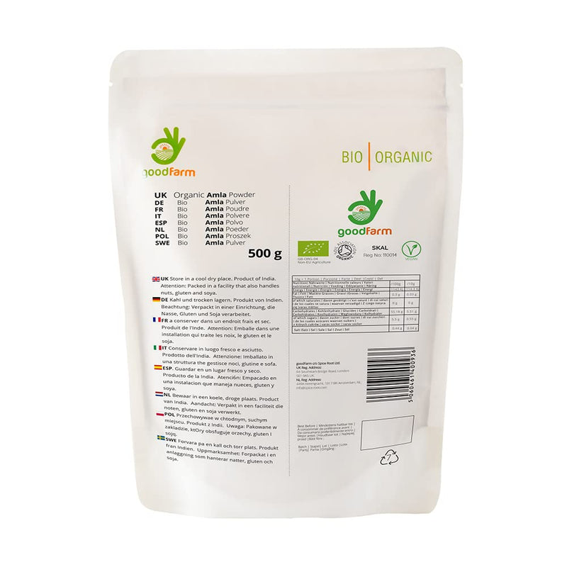 [Australia] - GoodFarm Organic Amla Powder 500g - Premium Quality, Certified Organic | Superfood | Natural body Boost | Vegan | Ayurveda Amla 500 gr 