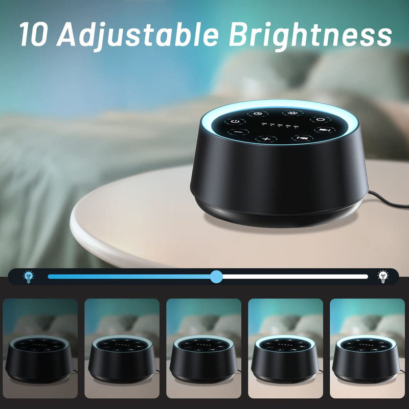 [Australia] - EasyHome Sleep Sound Machine White Noise Machines with 30 Soothing Sounds 12 Adjustable Night Light 10 Adjustment Brightness 36 Levels of Volume 5 Timers and Memory Function Home Travel Office Black 