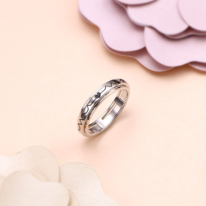 [Australia] - I am Enough Fidget Spinner Ring for Women 925 Sterling Silver Heart Beat Matching Engagement Promise Dainty Anxiety Rings, US Size 6-8 7 