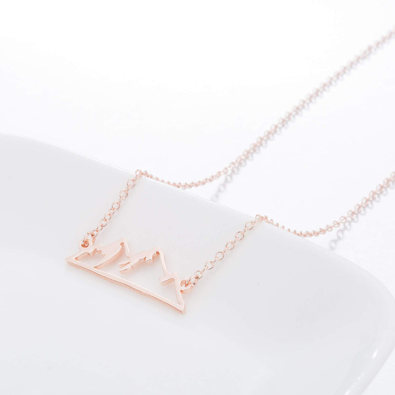 [Australia] - Minimalist Snowy Mountain Necklace Hiking Mountain Peak Pendants Necklaces Jewelry Climbing Nature Outdoor Lovers Gifts rose gold 