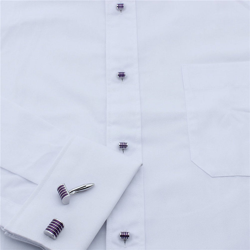 [Australia] - HAWSON Graceful Enamel Tuxedo Cufflinks and Studs Set for Wedding Accessories Purple 