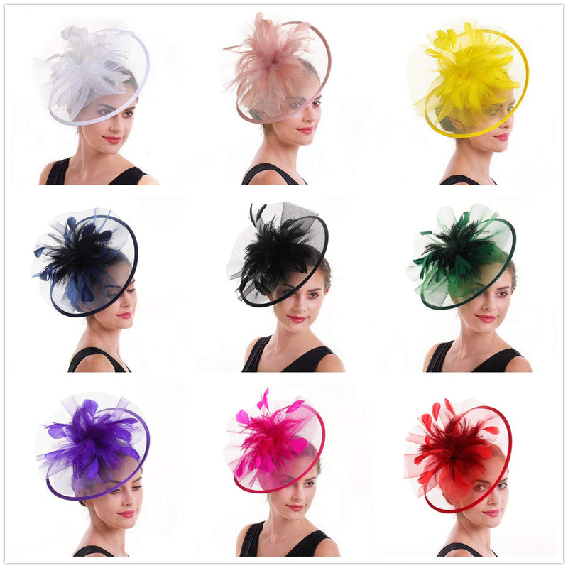 [Australia] - SAFERIN Fascinator Hair Clip Hat Bowler Feather Flower Veil Wedding Party Hat Tea Hat A-black 