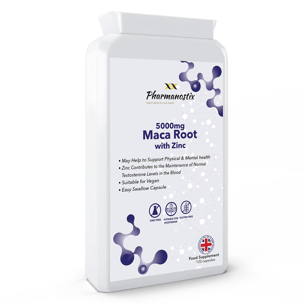 [Australia] - Maca Root Capsules - 120 x 5000mg - Supplement for Men and Women - Powder Extract with Added Zinc - Energy, Mood, Performance & Testosterone Booster - High Strength, Vegan & Vegetarian 